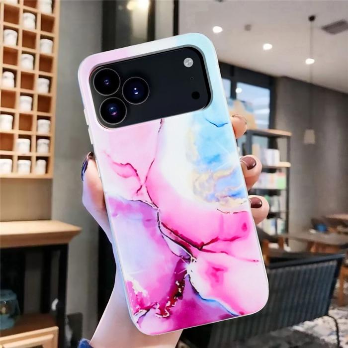 Bild 4, iPhone 17 Pro Max Skal Marmor TPU Rosa / Blå