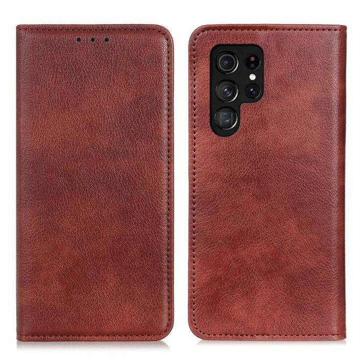 Bild 1, KHAZNEH Galaxy S23 Ultra Flip Fodral Split Läder Brun