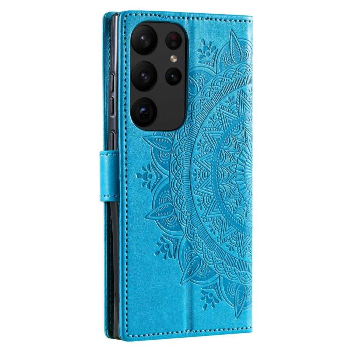 Bild 6, Samsung Galaxy S23 Ultra Fodral Mandala Läder Blå