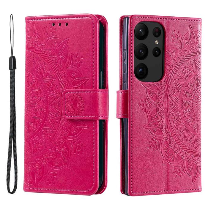 Bild 1, Samsung Galaxy S23 Ultra Fodral Mandala Läder Rosa