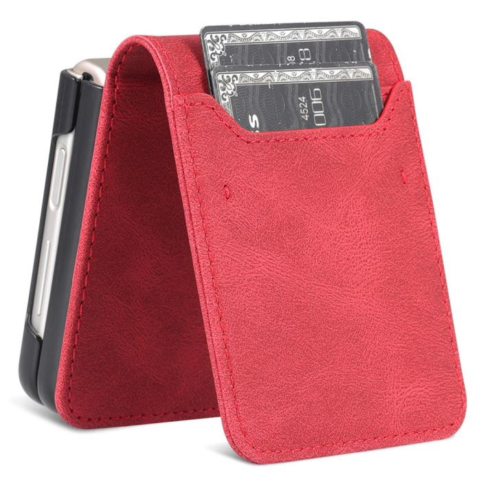 Bild 4, AZNS Galaxy Z Flip 5 Fodral PU-Läder Röd