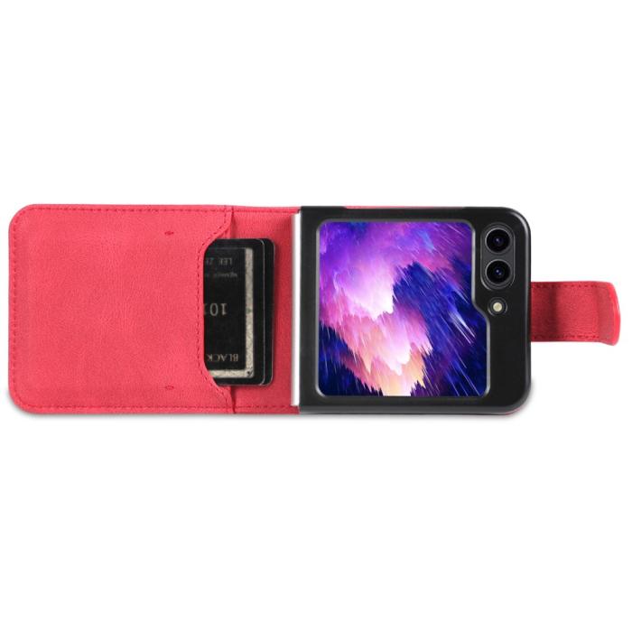 Bild 5, AZNS Galaxy Z Flip 5 Fodral PU-Läder Röd