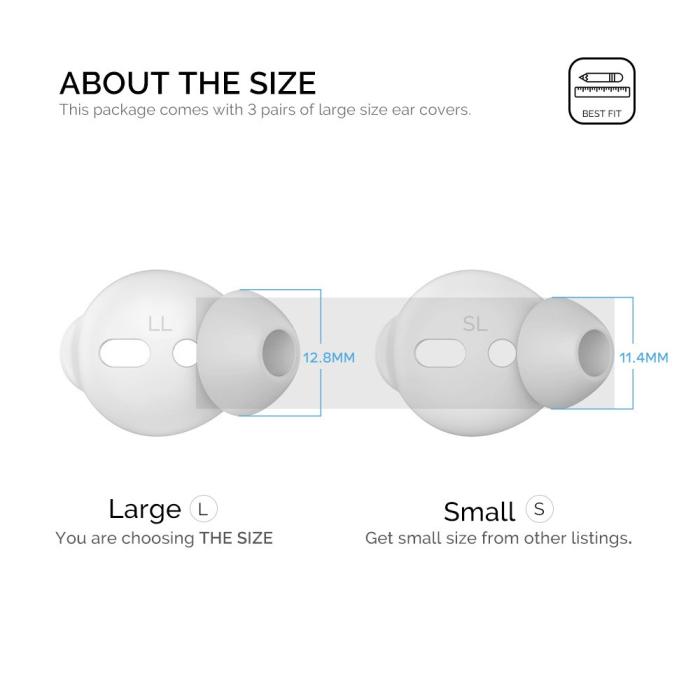 Bild 2, AHASTYLE AirPods 2/1 3-PACK Öronpluggar Silikon Storlek L Vit