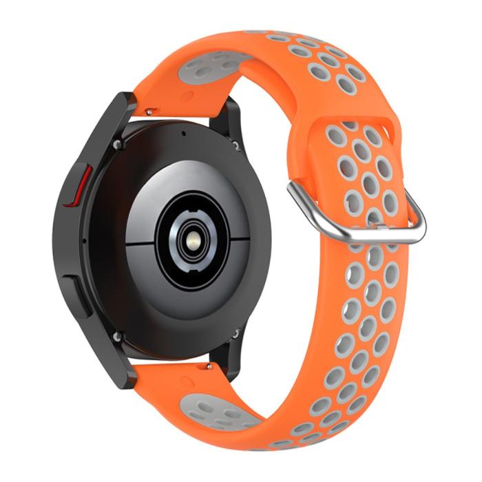 Bild 1, Ihåligt Silikon Armband För Smartwatch (22 mm) - Orange/Grå