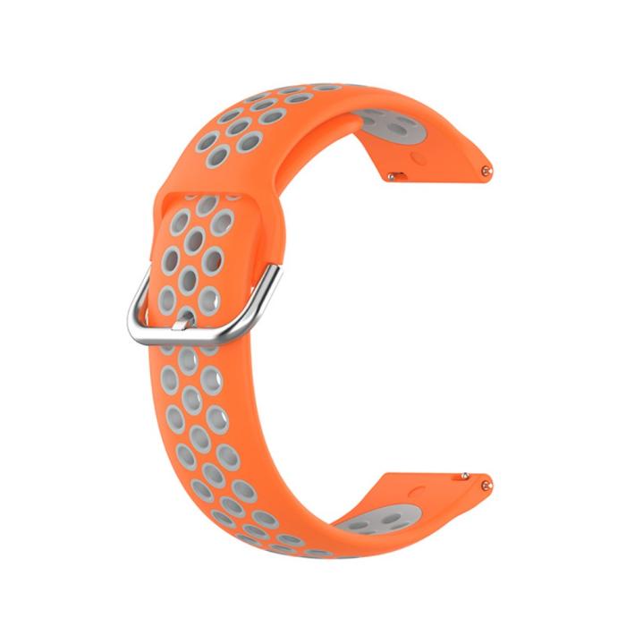 Bild 2, Ihåligt Silikon Armband För Smartwatch (22 mm) - Orange/Grå