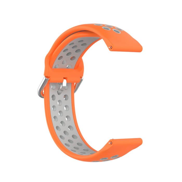 Bild 3, Ihåligt Silikon Armband För Smartwatch (22 mm) - Orange/Grå