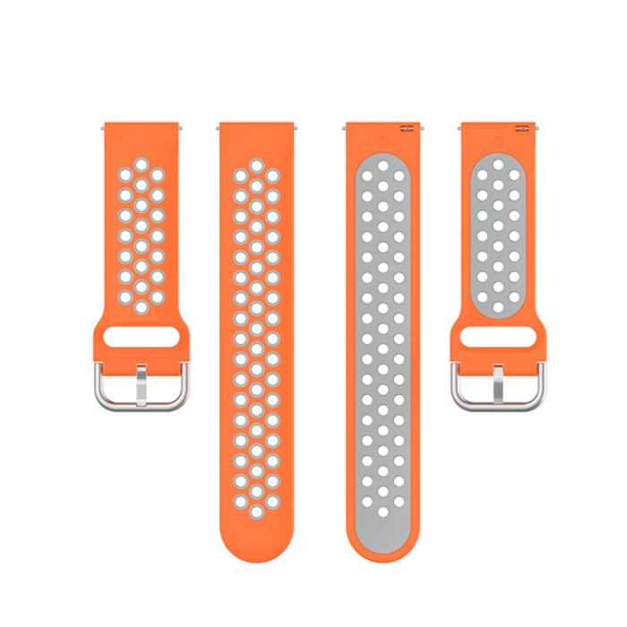 Bild 4, Ihåligt Silikon Armband För Smartwatch (22 mm) - Orange/Grå