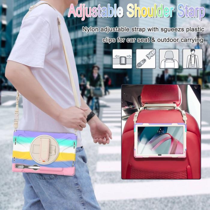 Bild 6, Lenovo Tab P11 Pro Gen 2 Skal 360 Rotation Shockproof Med Rem Rainbow