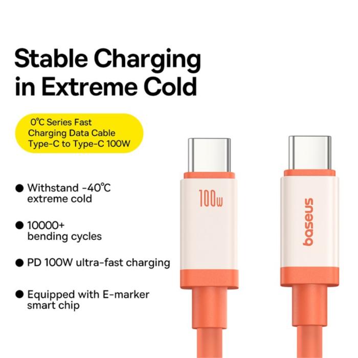 Bild 2, Baseus 1m 100W PD USB-C - USB-C Kabel Snabbladdning