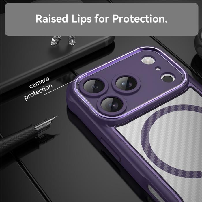 Bild 4, iPhone 17 Pro Skal MagSafe Kolfiber Textur Lila