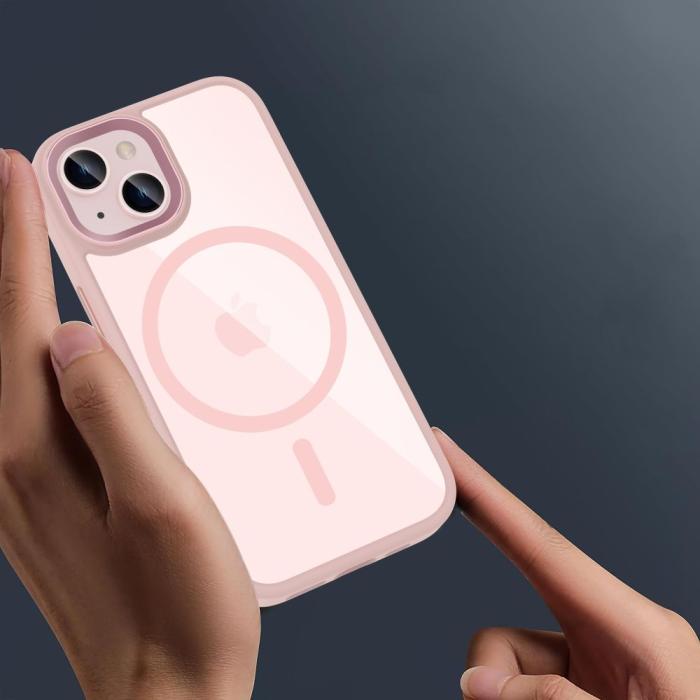 Bild 2, Tech-Protect iPhone 15 Skal MagSafe MagMat Rosa/Transparent