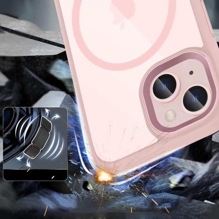 Bild 4, Tech-Protect iPhone 15 Skal MagSafe MagMat Rosa/Transparent