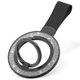 Magnetisk MagSafe Ring Hållare Glitter Silver/Svart