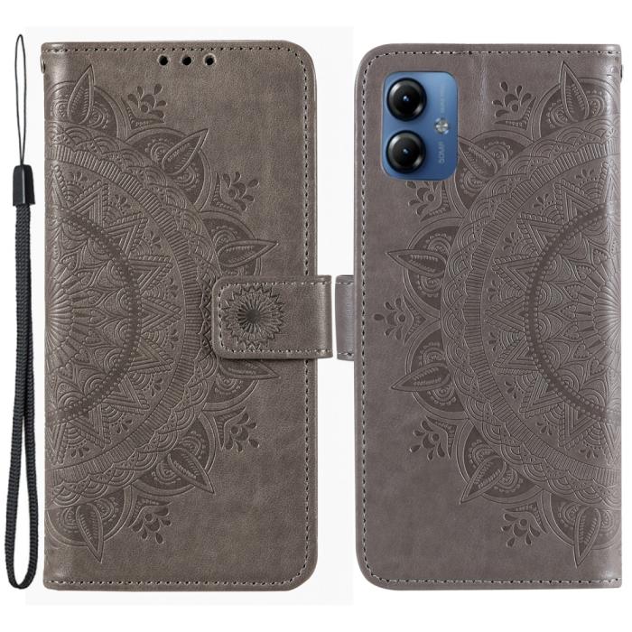Bild 1, Motorola Moto G54 5G Fodral Mandala Läder Grå