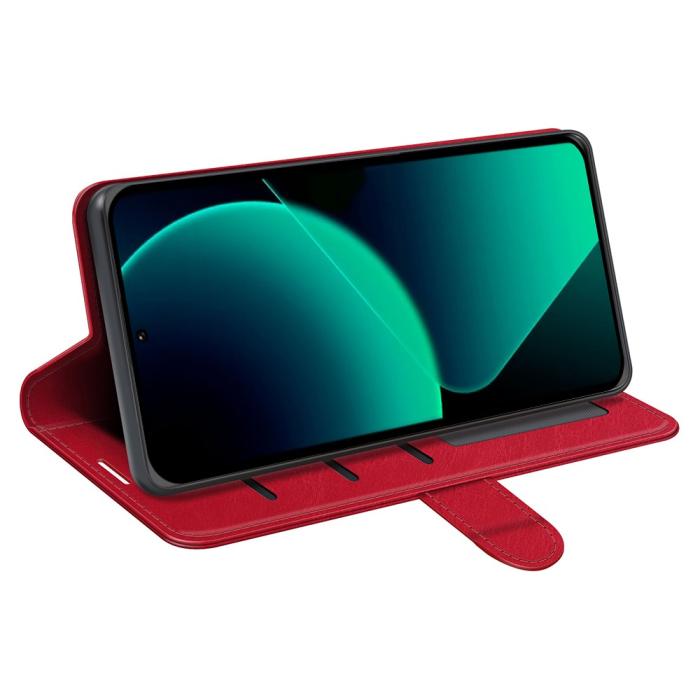 Bild 3, Xiaomi 13T / 13T Pro Fodral Crazy Horse Läder Röd