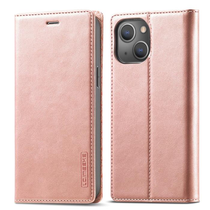 Bild 1, LC.IMEEKE iPhone 15 Fodral Flip Läder Roséguld
