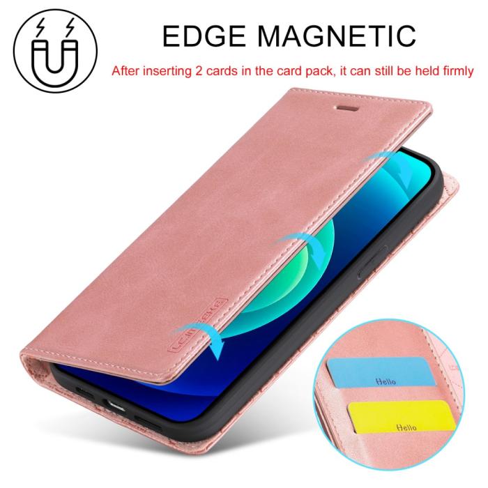 Bild 6, LC.IMEEKE iPhone 15 Fodral Flip Läder Roséguld