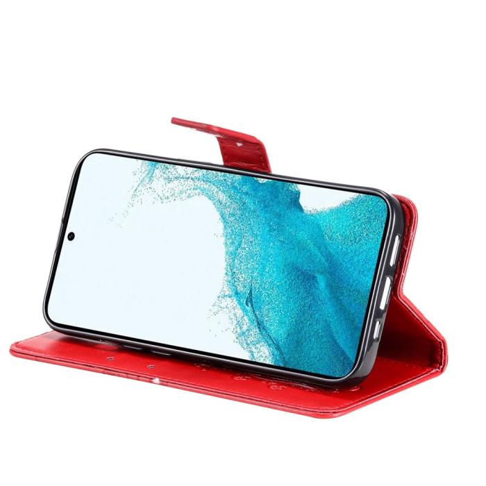 Bild 4, Samsung Galaxy S23 Plus Fodral Tryckta Fjärilar Röd