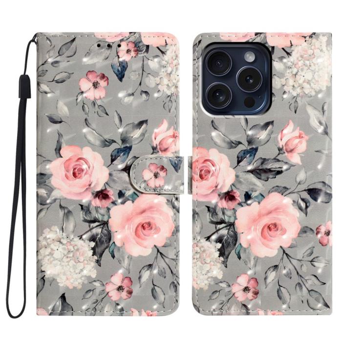 Bild 1, iPhone 16 Pro Fodral Rosa Blommor