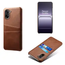 OnePlus Nord CE5 L&auml;derbelagt Skal Med Kortfack Brun