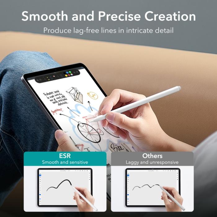 Bild 3, ESR Pro Digital Stylus Penna (Magnetisk Laddning) Vit