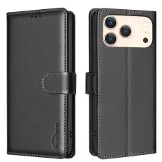 BINFEN iPhone 17 Pro Max Fodral RFID L&auml;der Svart
