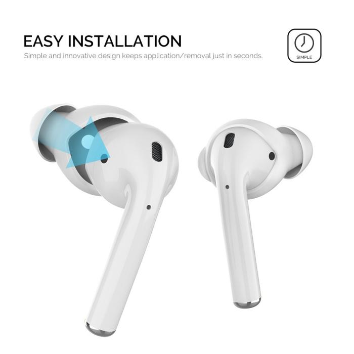 Bild 4, AHASTYLE AirPods 2/1 3-PACK Öronpluggar Silikon Storlek L Vit