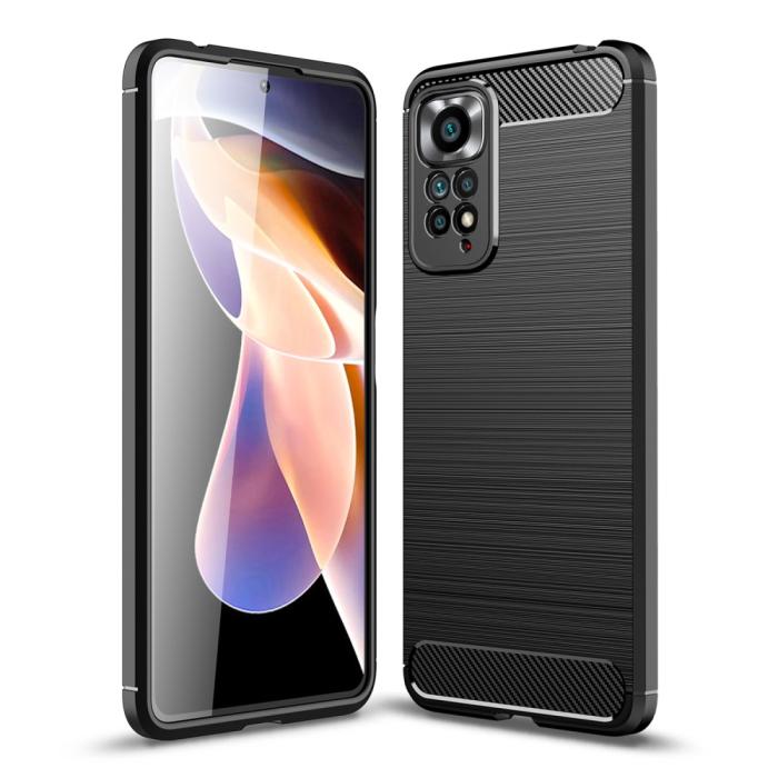 Bild 1, Xiaomi Redmi Note 11 Pro 5G Skal Borstad Stål Textur Svart