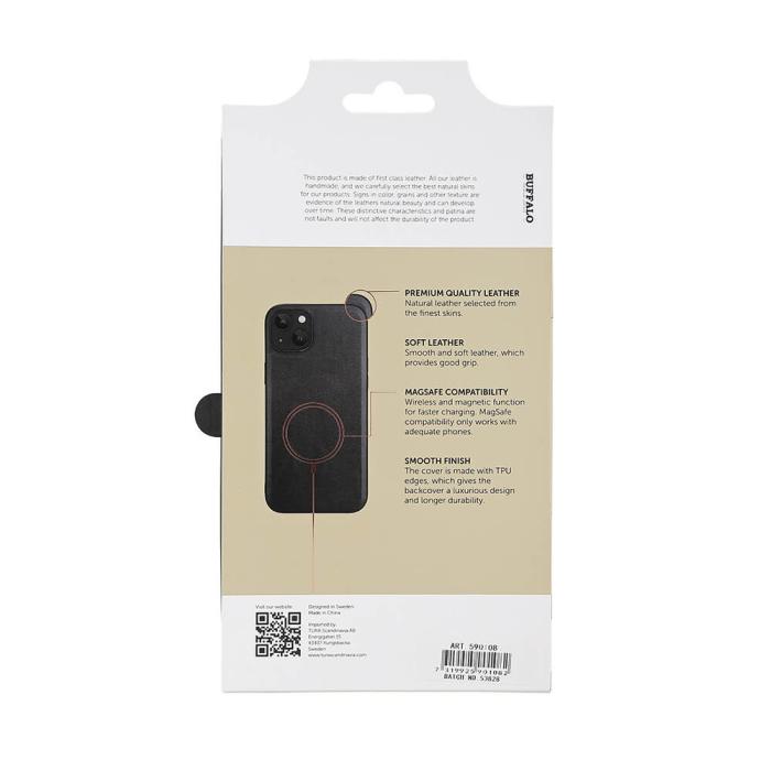 Bild 4, Buffalo iPhone 15 Plus Skal MagSafe Äkta Läder Svart
