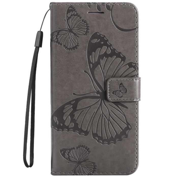 Bild 2, Samsung Galaxy S22 Ultra Fodral Tryck Butterfly Grå