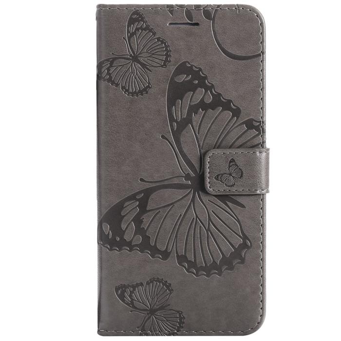 Bild 3, Samsung Galaxy S22 Ultra Fodral Tryck Butterfly Grå