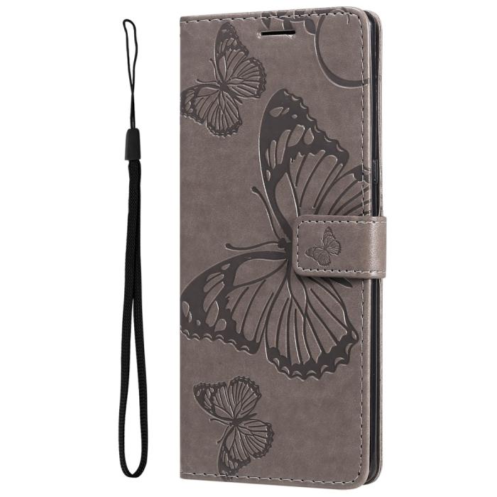 Bild 4, Samsung Galaxy S22 Ultra Fodral Tryck Butterfly Grå