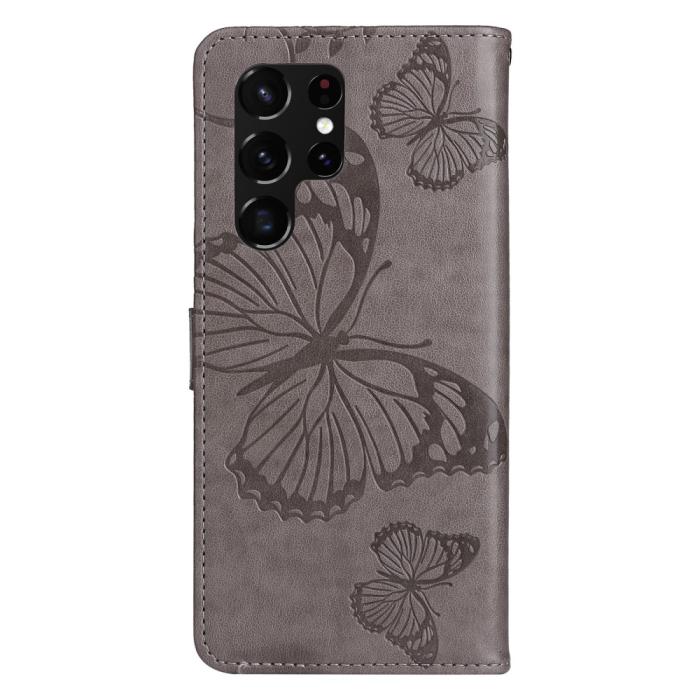 Bild 5, Samsung Galaxy S22 Ultra Fodral Tryck Butterfly Grå