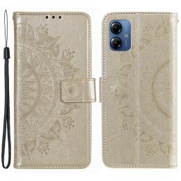 Motorola Moto G54 5G Fodral Mandala Läder Guld