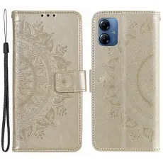 Motorola Moto G54 5G Fodral Mandala Läder Guld