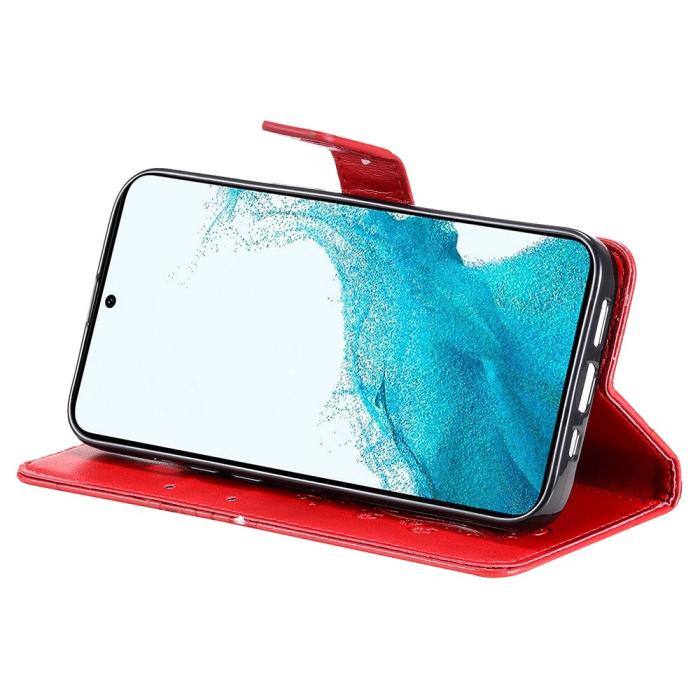 Bild 4, Samsung Galaxy S23 FE Fodral Tryckta Fjärilar Röd
