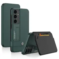 GKK Samsung Galaxy S25 Fodral Kickstand Med Korth&aring;llare Gr&ouml;n