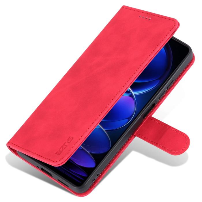 Bild 6, AZNS Xiaomi Redmi Note 12 Pro 5G Fodral Retro Läder Röd