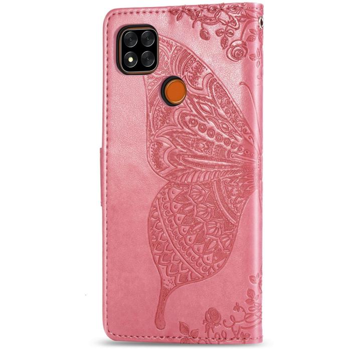 Bild 4, Xiaomi Redmi 9C Fodral Butterfly Rosa