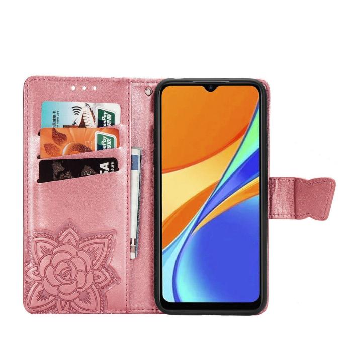Bild 5, Xiaomi Redmi 9C Fodral Butterfly Rosa