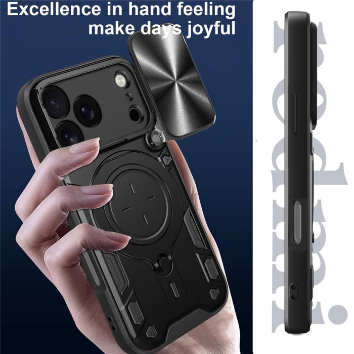 Bild 4, iPhone 17 Pro Skal CamShield Kickstand Hybrid Svart