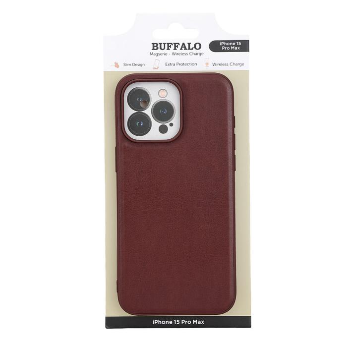 Bild 2, Buffalo iPhone 15 Pro Max Mobilskal MagSafe Läder Brun