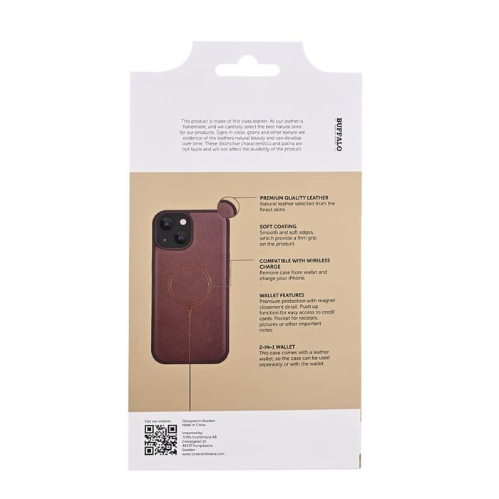 Bild 6, Buffalo iPhone 15 Fodral 2in1 Äkta Läder Brun