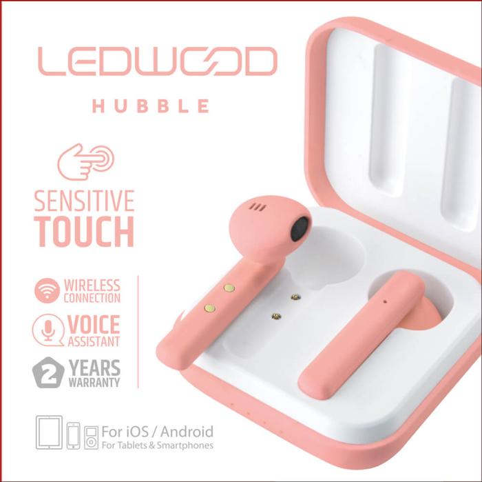 Bild 2, LEDWOOD Hörlur Hubble TWS True Wireless In-Ear Mic Rosa