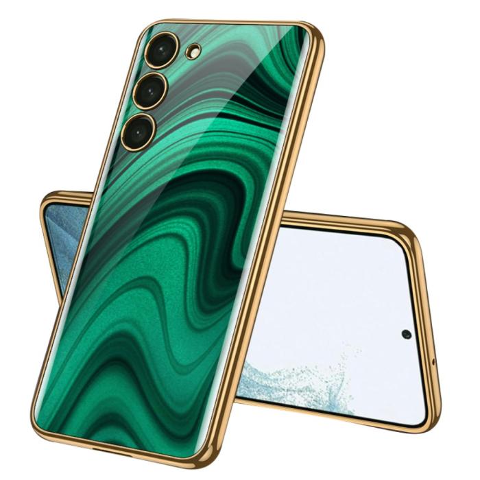 Bild 1, GKK Galaxy S24 Plus Skal Härdat Glas Electroplate Peacock Green