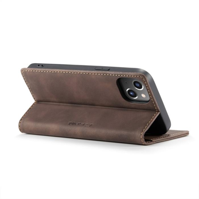 Bild 5, CASEME iPhone 14 Fodral Retro Flip Mörk Brun