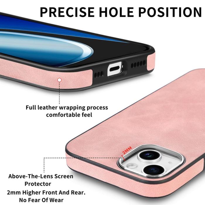 Bild 4, iPhone 15 Plus Skal Läderbelagt Skin Touch Rosa