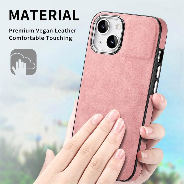 Bild 5, iPhone 15 Plus Skal Läderbelagt Skin Touch Rosa