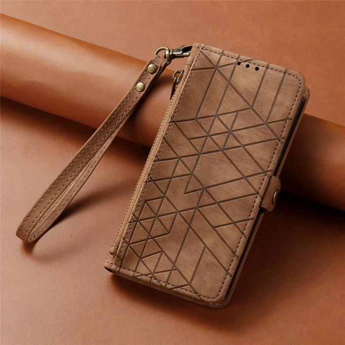 Bild 6, iPhone 15 Plus Fodral Geometri Med Snodd Brun