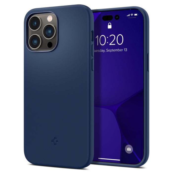 Bild 1, Spigen iPhone 14 Pro Max Skal Silicone Fit Mag MagSafe Navy Blue